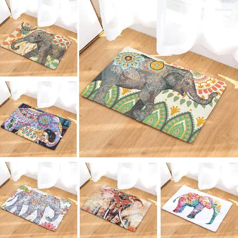 Tapis tapis indien éléphant imprimé daim décoration de la maison tapis de bain cuisine extérieure tapis de sol tapis pour salon toilette