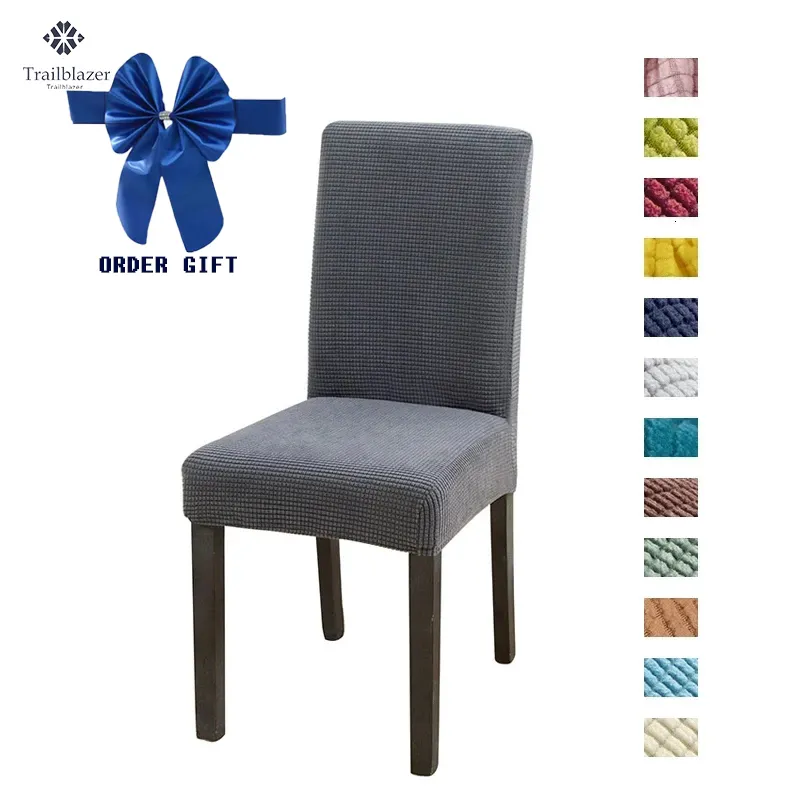 Stoelhoezen Solid Jacquard Chair Cover Elastic Band is geschikt voor Wedding Banquet Restaurant Office Back 221205