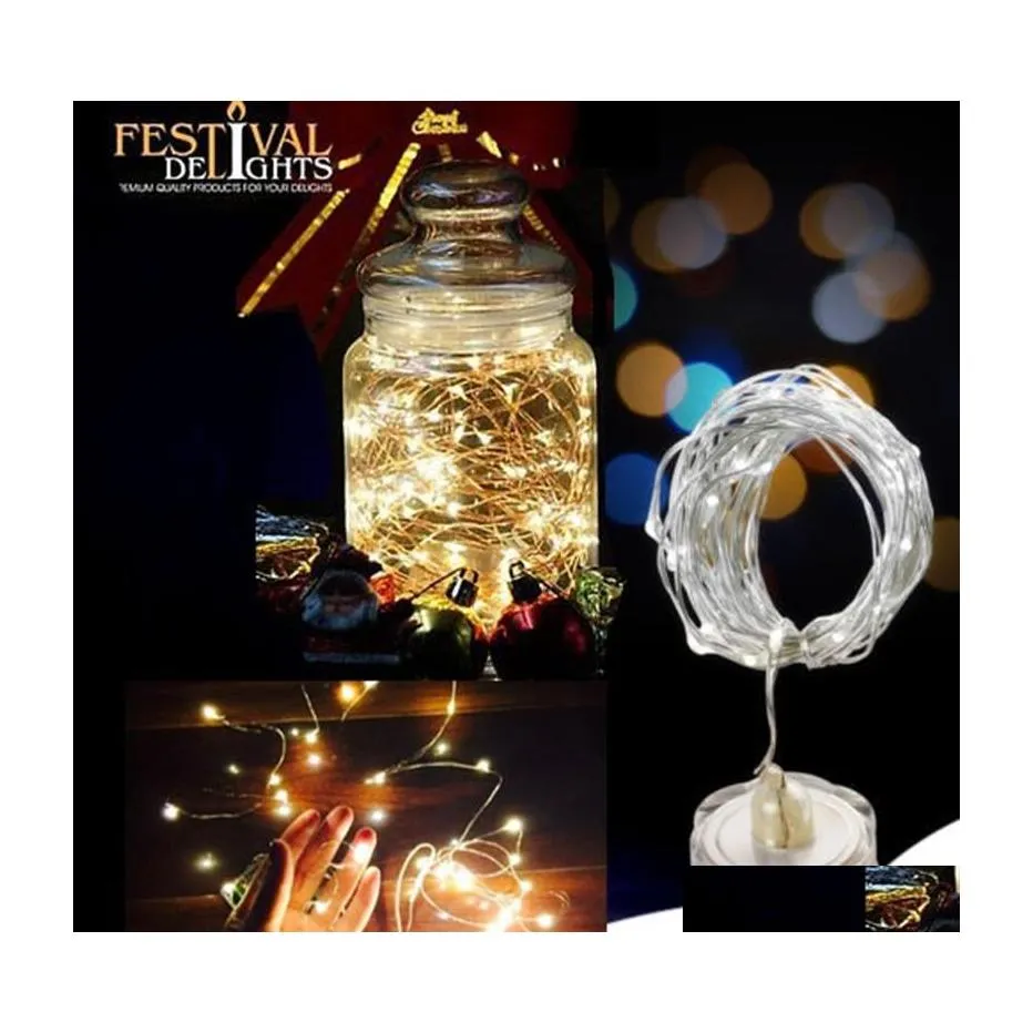 Led Strings 2M 20 Led Luci a stringa impermeabili Cr2032 Funzionamento a batteria per Natale Ghirlanda Festa Decorazione di nozze Natale Submersi Ott8T