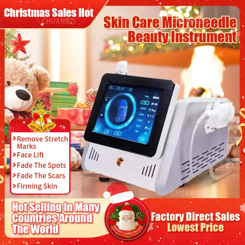 2023 Jullasermaskin Portable Two-in-One Radiofrekvens Dot Matrix Micro-Needle Machine med Cold Hammer Anti-Acne Porer Ansiktsskötsel