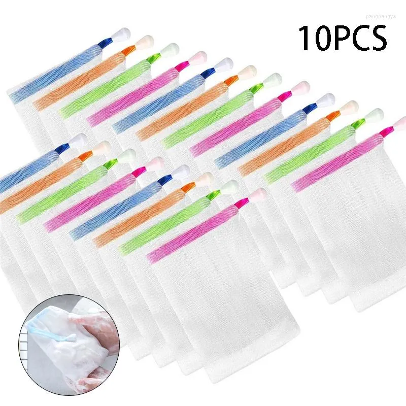 Storage Bottles 10pcs Schoon Schuimende Mesh Tas Hangable Zeep Saver Zak Bad Douche Netto Reiniging Delicate Schuim Netwerk