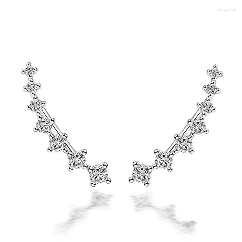 Orecchini schienali 925 Ago d'argento Quattro sette stelle Clip zircone per donne Cuffi aurico