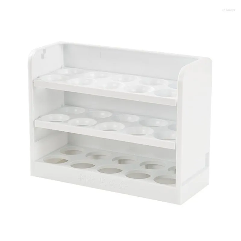 Storage Bottles 30 Grids Plastic Egg Holder For Refrigerator 3-Layer Flip Fridge Tray Container Kitchen Countertop Fresh