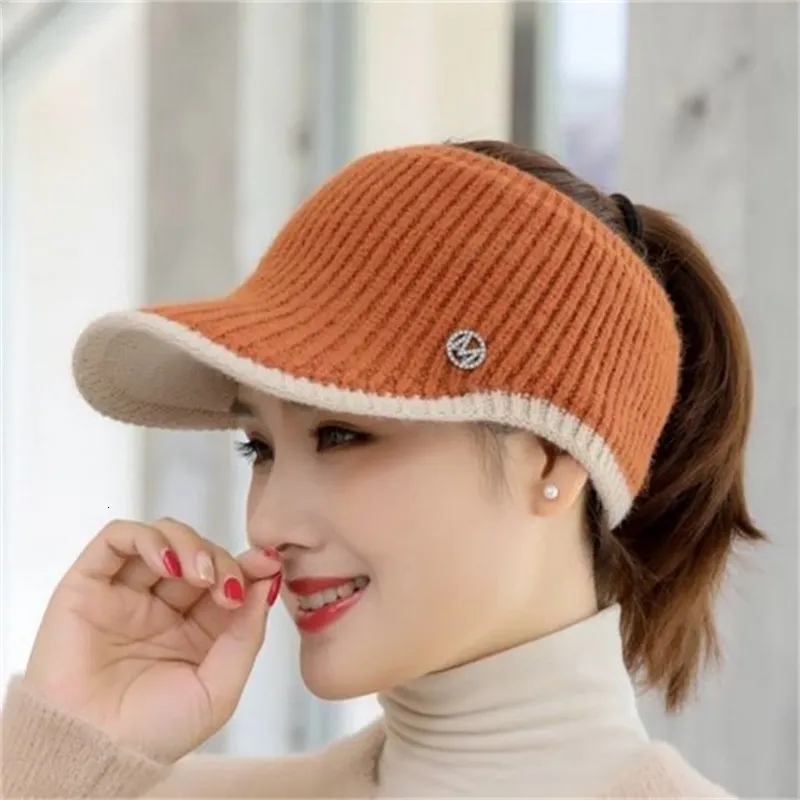 Бейсбольные кепки, шапки для женщин, осенне-зимняя спортивная пустая верхняя женская вязаная теплая бейсболка, модная шляпа для бега, гольфа, солнцезащитная кепка 221205