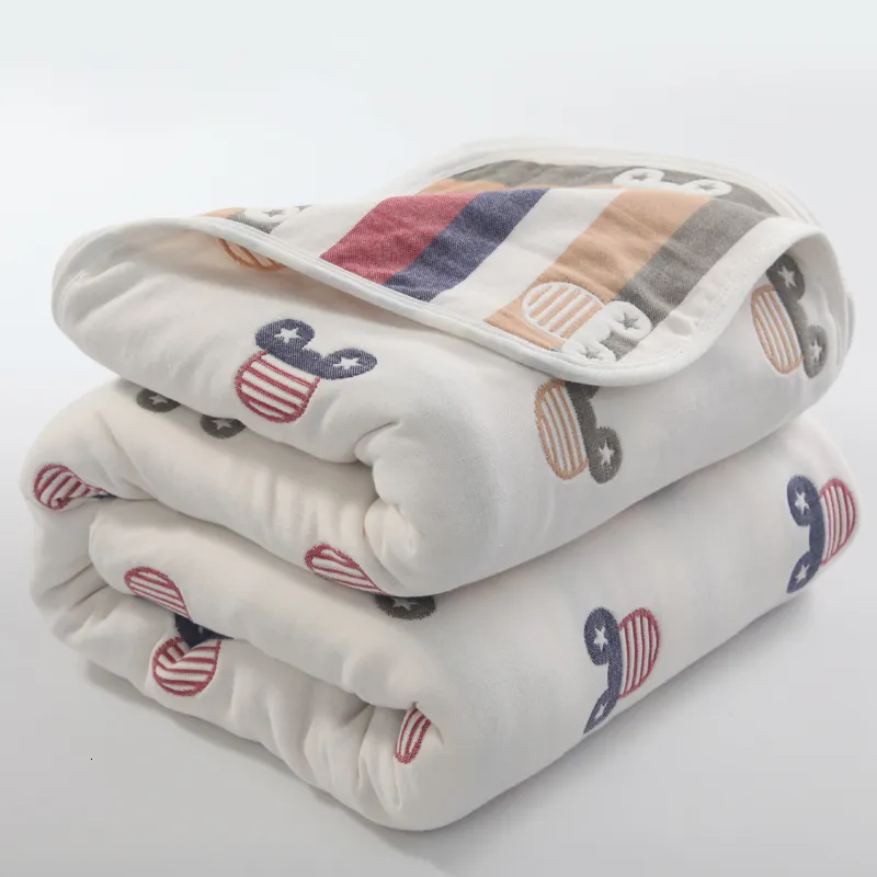 Decken, 6 Schichten, 100 % Musselin-Baumwolle, Wickelgarn, Säuglingsbettwäsche, Empfangsbad, 90 x 100 cm, 221205