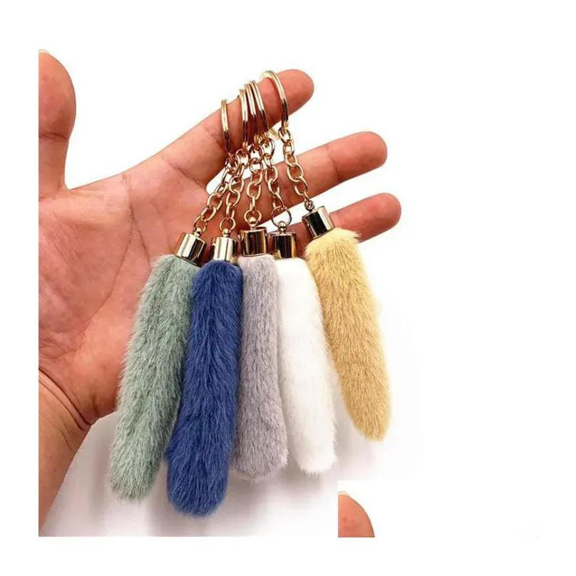 cute tassel plush keychain cartoon bag pendant car key chain ring ornaments accessories creative gifts 156 n2