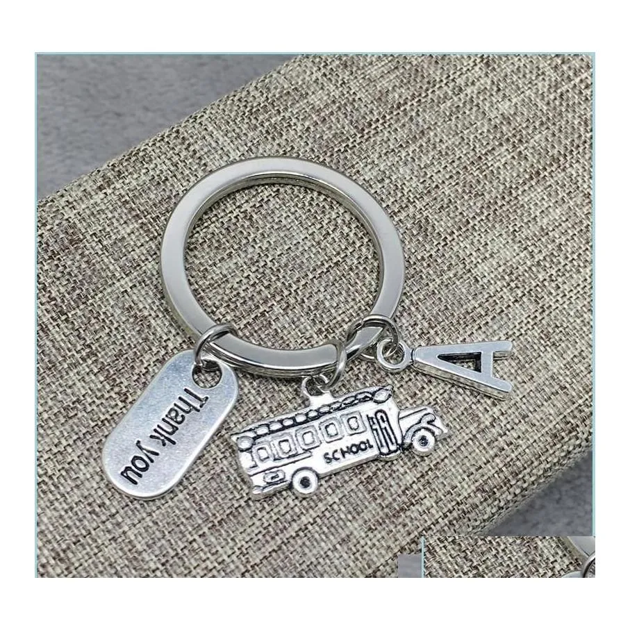 Nyckelringar Key Rings Guyin School Bus Driver Gift Thanksgiving Chain Tack 20 Brev p￥ Pendant Creative Par Jewelry KeyChain OT2PB