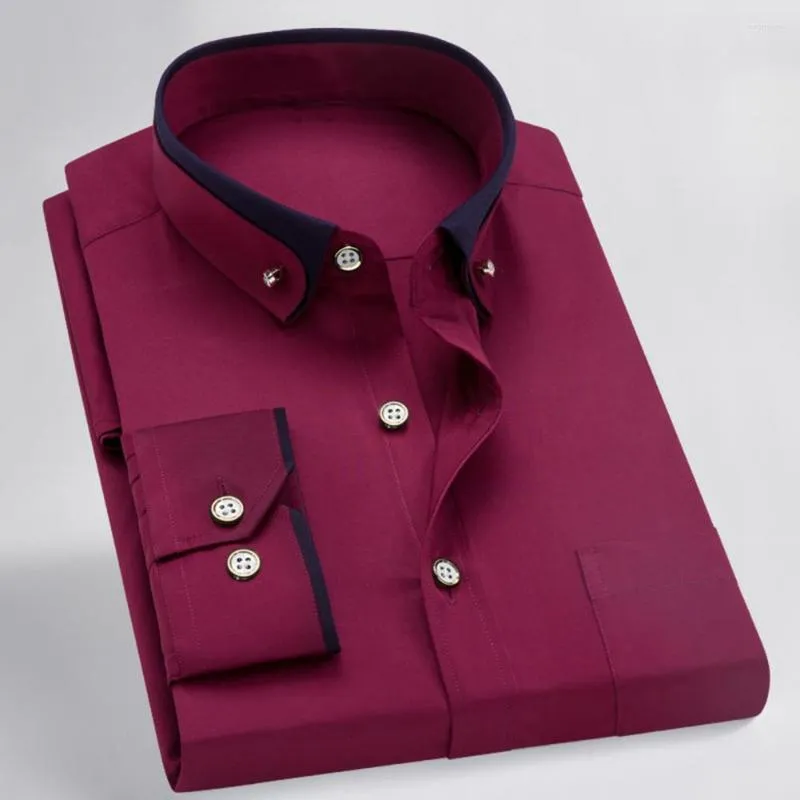 Camisas casuales para hombres Anti-pilas simples camisa de color puro botones de top butias de la embarcación manga larga para al aire libre