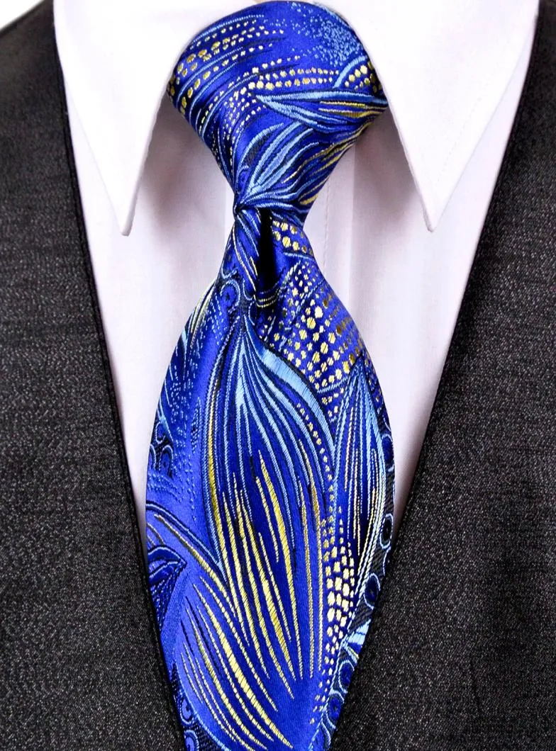 Handgefertigtes J22 Blumenmuster Royal Blue Yellow Herren Krawatten Krawatten 100 Seiden Jacquard gewebt Fashion Whole2820645