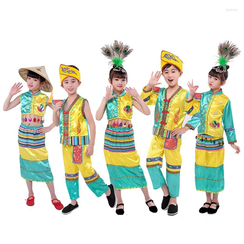 Stage Wear Boys And Girls Dai Nationality Performance Dress Dance Children's Minority Gourd Silk Parent Child Walk