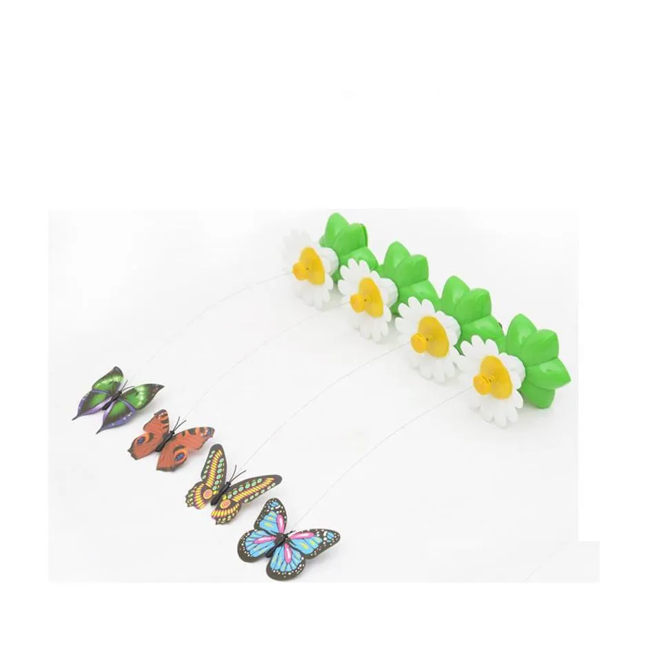 Cat Toys Electric Power Dances Butterfly Rotating Around Flowers Amuse Dog Cat Toys Kitty Interaction Beneficial Wisdom Plastic 4 2M Dh3Tj