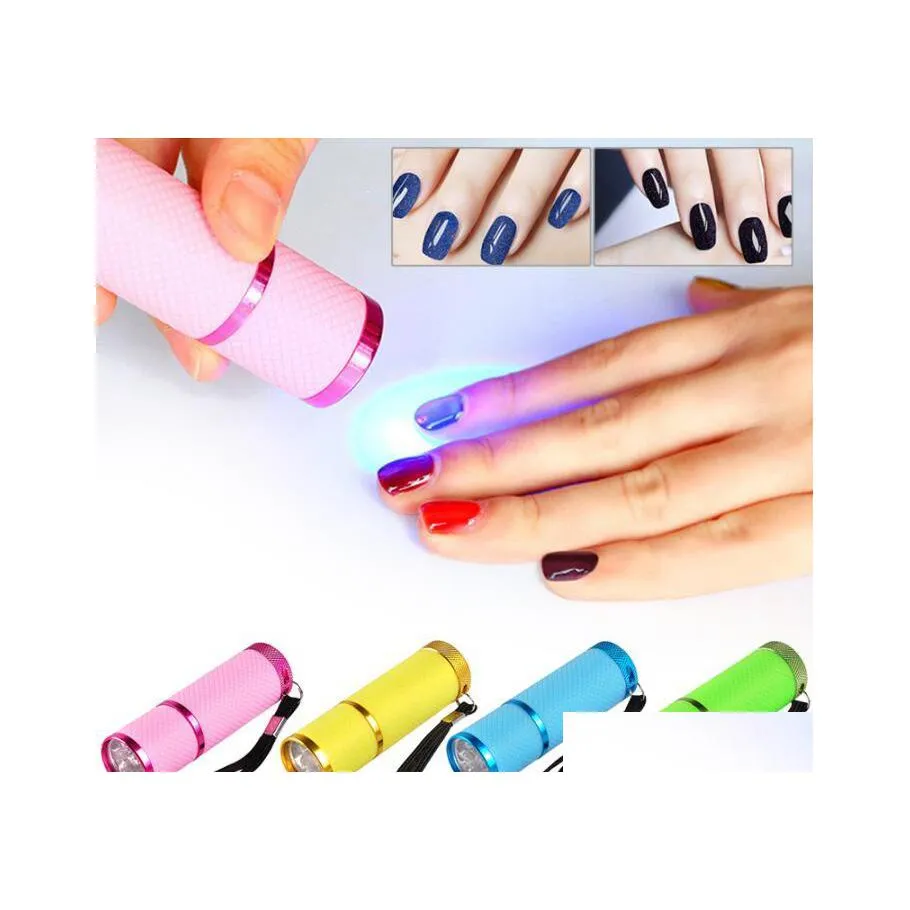 Andra hemtextiltextil 4 färger nageltorkare mini LED -ficklampa UV -lampa bärbara naglar gel snabba lysdioder downlight makeup verktyg 12w i dhfwf