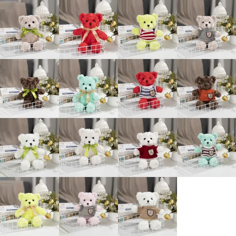 25cm Bear Stuffed Toys Cartoon Bears Dolls with Ribbon for Christmas Valentine Day Birthday Wedding Party