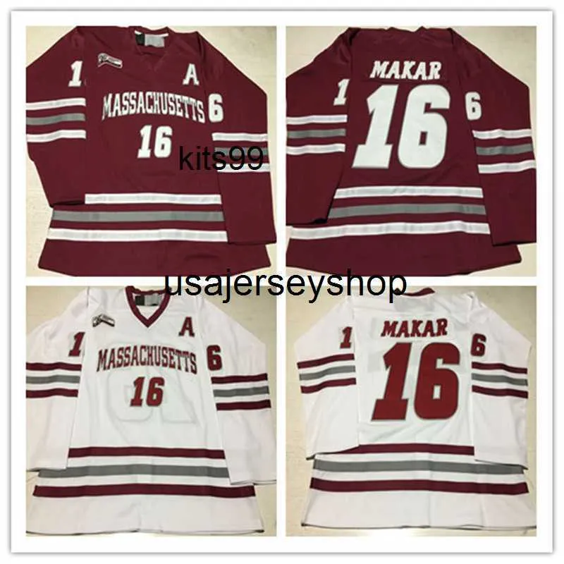 Personalizado 16 Cale Makar Massachusetts Minutemen Hockey Jersey UMass