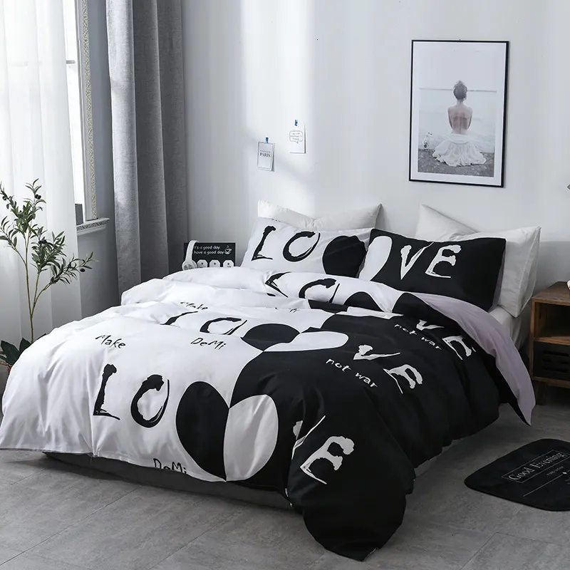 Beddengoed sets home textiel paar set queen king size zachte comfortabele minnaar dekbedovertrek sweethearts quilt covers kussenbuigen 221205