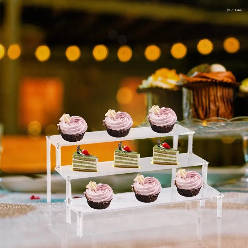 Présentoir acrylique de petit gâteau de dessert de pour le vernis