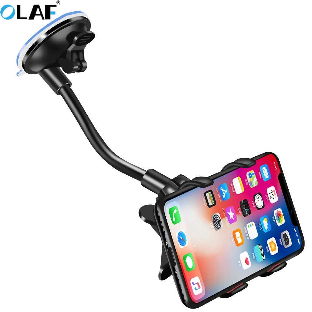 360 Rotate Car Holder Windshield Cell Support For i 12 13 Pro XS XR Mobile Phone Stand Mount Long Arm Clip 1206