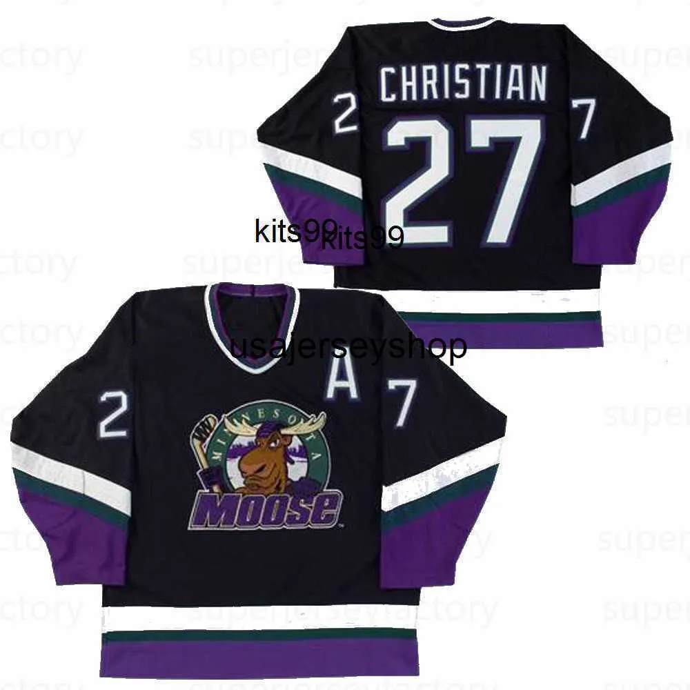 27 Dave Christian Moose Black Hockey Jersey Movie Jerseys All Stitched