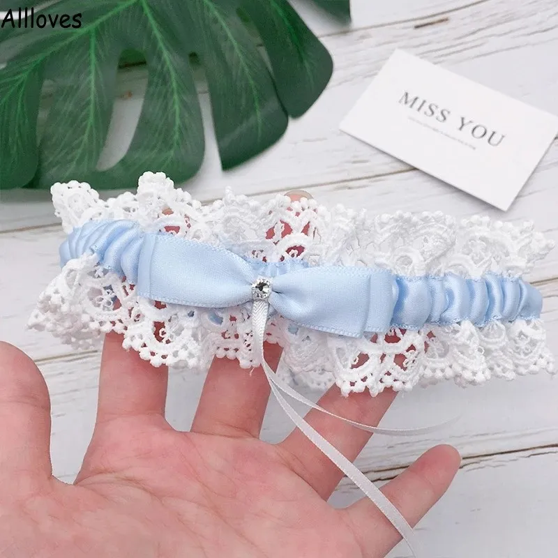 Charming Lace Wedding Garter Bridal Shower Light Sky Blue Ivory Keepsake  Floral Rhinestone Bow Women Ladies Garter Bride Accessories CL1562 from  Dhgate Bridal Garters - price 13.57