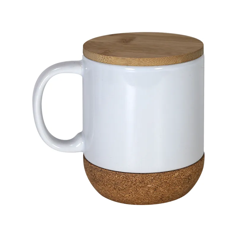 BLANK SUBLIMATION MUGS, 11 Oz Ceramic Mug, Mug With Bamboo Lid