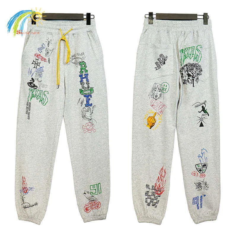 Męskie spodnie Hip Hop Streetwear Ręcznie Malowane graffiti Spianty Mężczyźni Kobiety 1 1 Bawełniany jogger szafka szary spodnie T221205