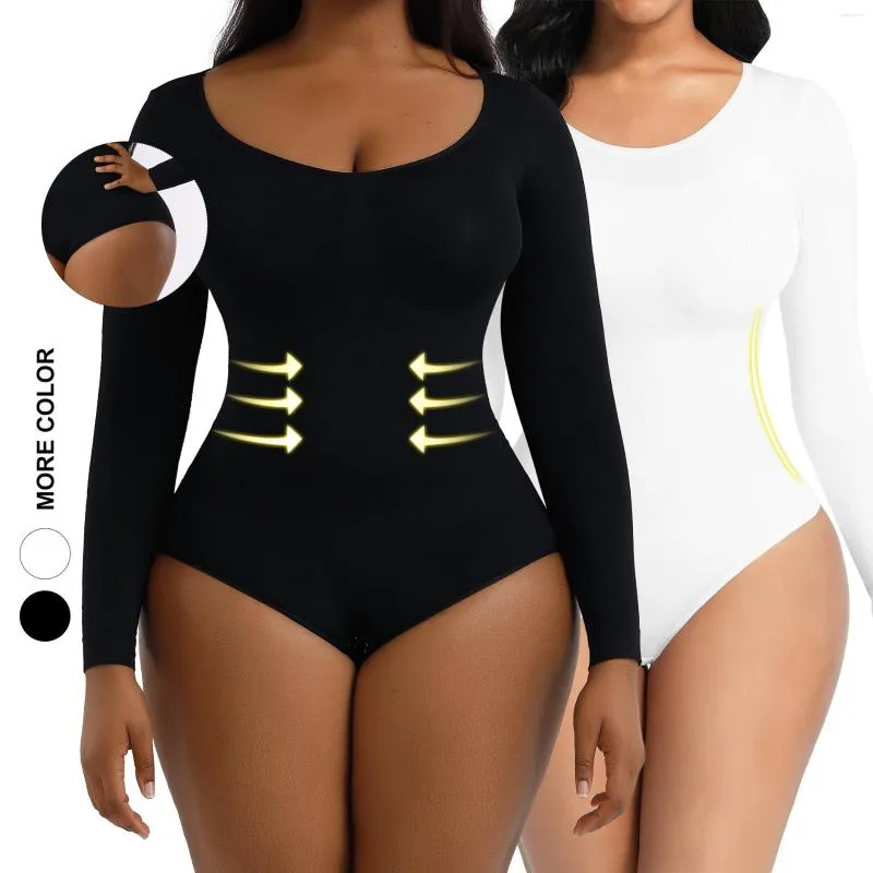 Damformare Kvinnor Seamless Shapewear Bodysuit Midjetränare Body Shaper BuLifter Underkläder Bantning Långärmad Bodyshapers