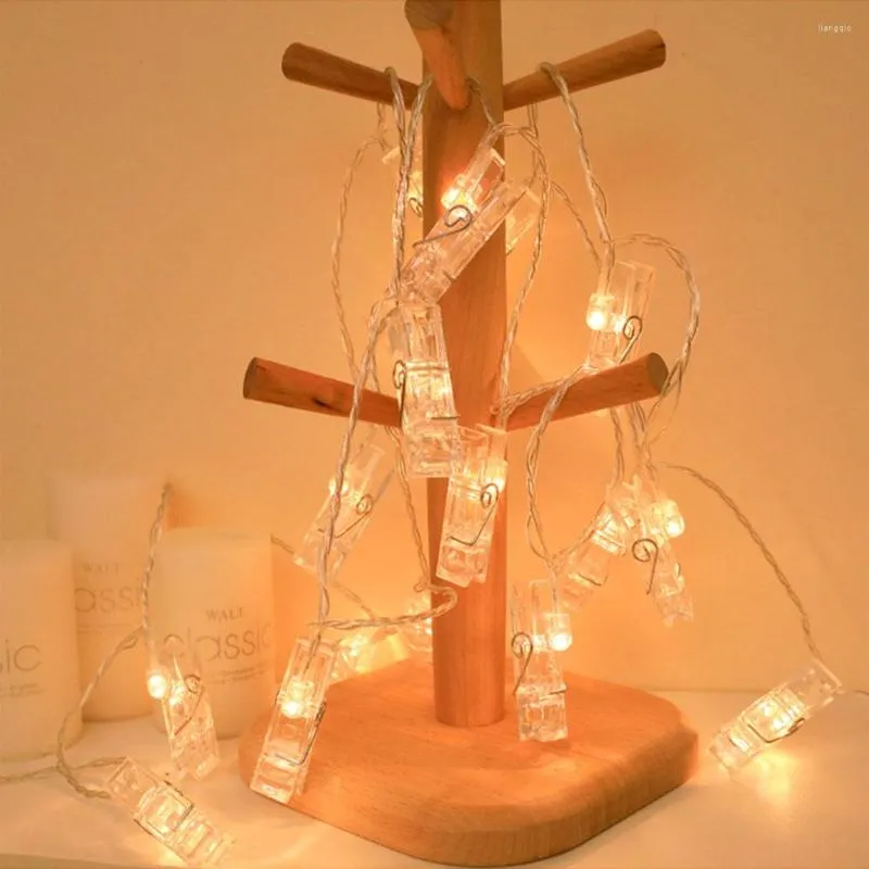 Strings LED String Lights Cute Po Clip Lamp Power Battery Christmas Tree Pendant Year Party Ornaments Sets