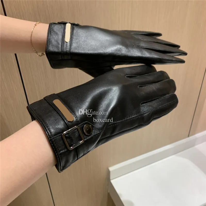 Business Style Men Leather Gloves High End Sheep Sheelskin Mittens Boy Outdoor Designer Gloves With Box