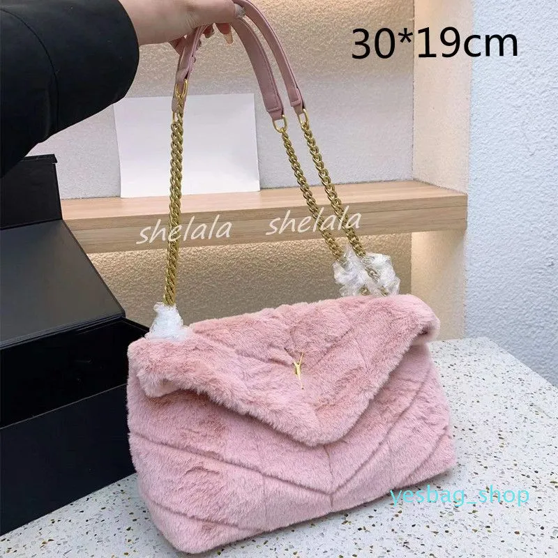 furry designer bag tote bag Winter Fur Puffer Chain Bags luxury handbag woman Soft Warm Lou shoulder 654 purse 5A