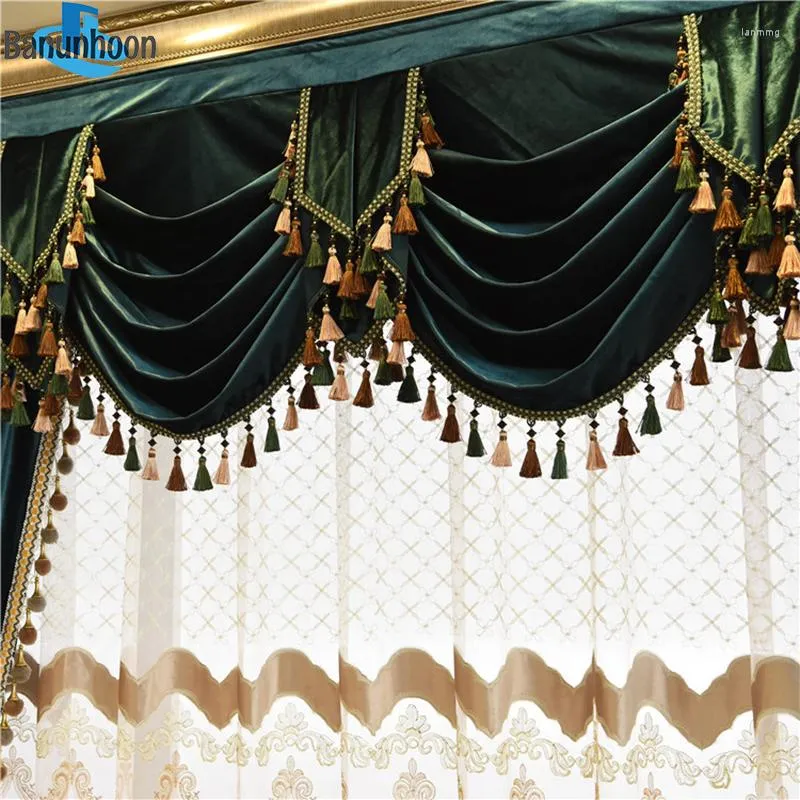 Vorhang, europäische italienische Samtvorhänge für Wohnzimmer, Schlafzimmer, luxuriöser Stoff, einfarbig, Volant-Behandlungen, individuelle Vorhänge