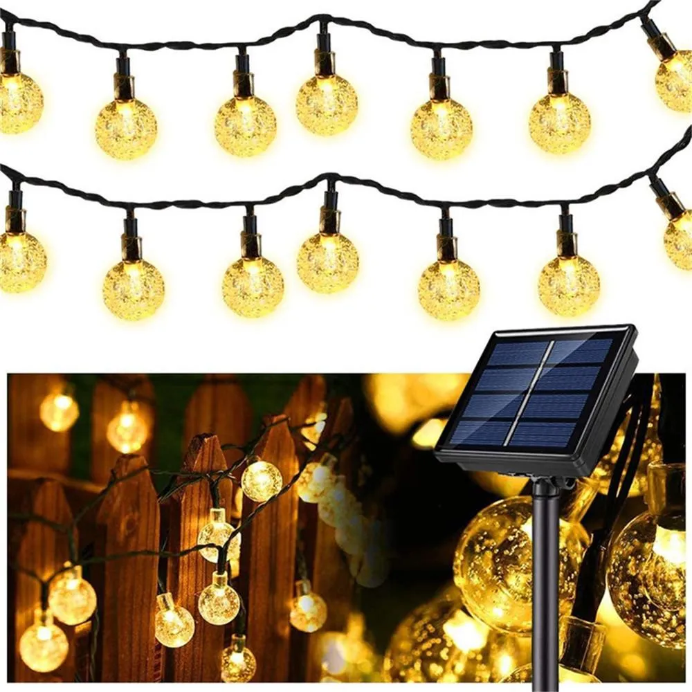 50 LEDs 10 m Kristallkugel-Solarleuchte für den Außenbereich, IP65, wasserdicht, Lichterkette, Solar-Gartengirlanden, Weihnachtsdekoration