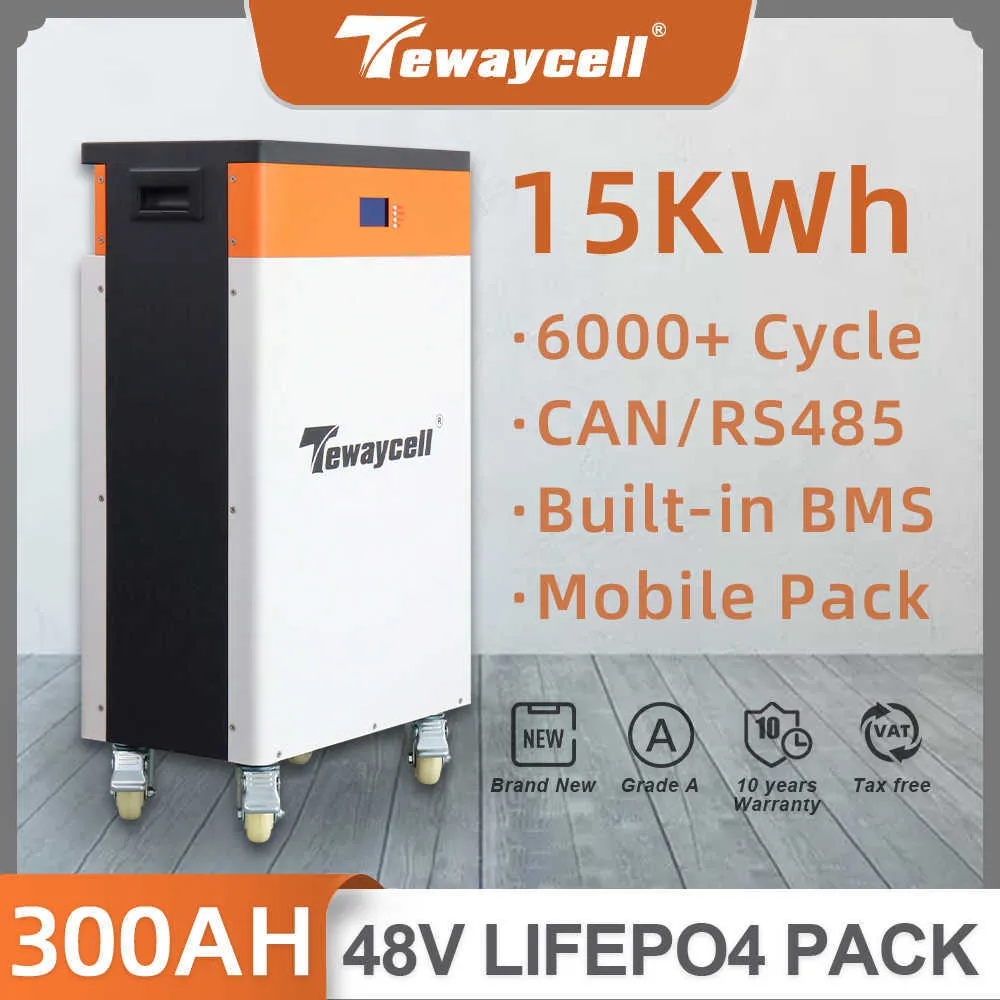 51V 48V 300AH LIFEPO4 Batteripaket 15KWH Power 6000cykel litiumjärnfosfat Buitl-in BMS 300A Can Rs485 Monitor EU Tax Free