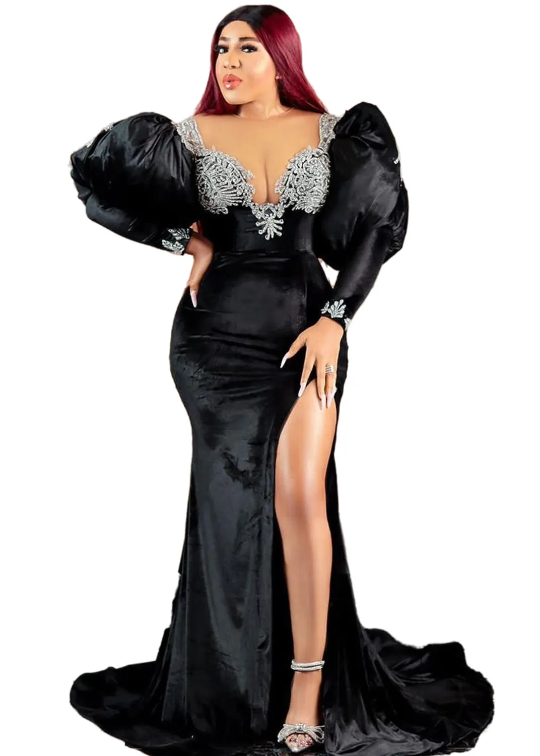2023 Arabo Aso Ebi Black Mermaid Prom Dresses Pizzo Perline Sera Festa formale Secondo ricevimento Compleanno Fidanzamento Abiti da damigella d'onore Abito ZJ664