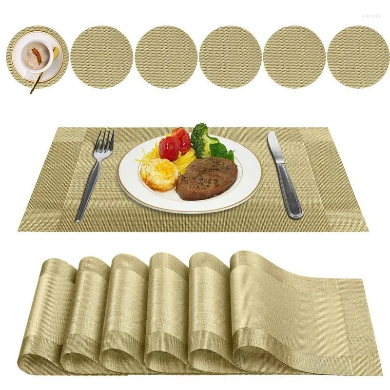 Masa Paspasları 12 PCS Placemats PVC Isıya Dayanıklı Kıyafet Olmayan Dokuma Mutfak Yemekleri için 45x30cm