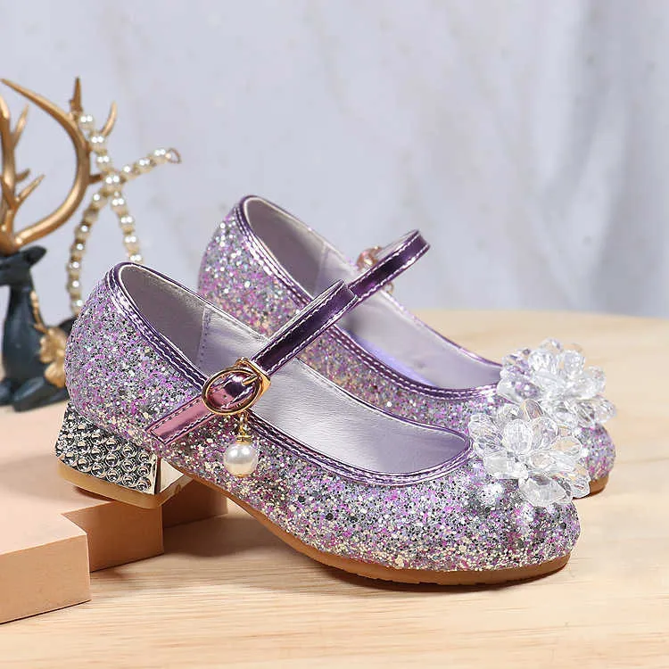 Zapatos planos Niñas Zapatos morados con tacones altos Niños Niña Mostrar  Zapatos de cristal Vestido Princesa Niños Zapato para niños Niñas Tacones