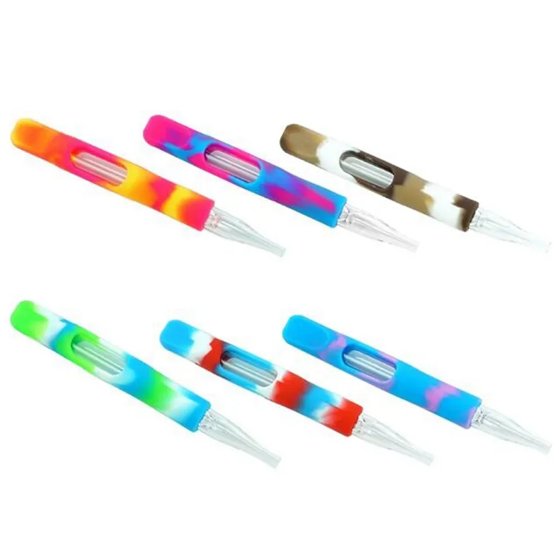 COOL Coloré Silicone Protéger Tuyaux Herbe Sèche Tabac Huile Rigs Ongles Filtre En Verre Catcher Dégustateur Chauve-Souris Un Frappeur Main Fumer Cigarette Pointe Paille Titulaire DHL