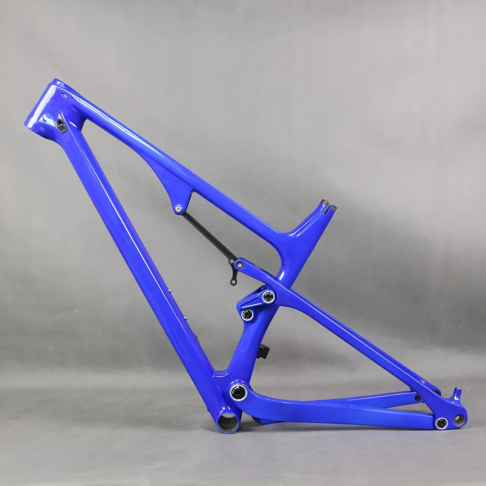Cadre de vélo vtt tout carbone T800 XC FM038 27.5er29er Boost Travel 120mm métal bleu BB92 pédalier