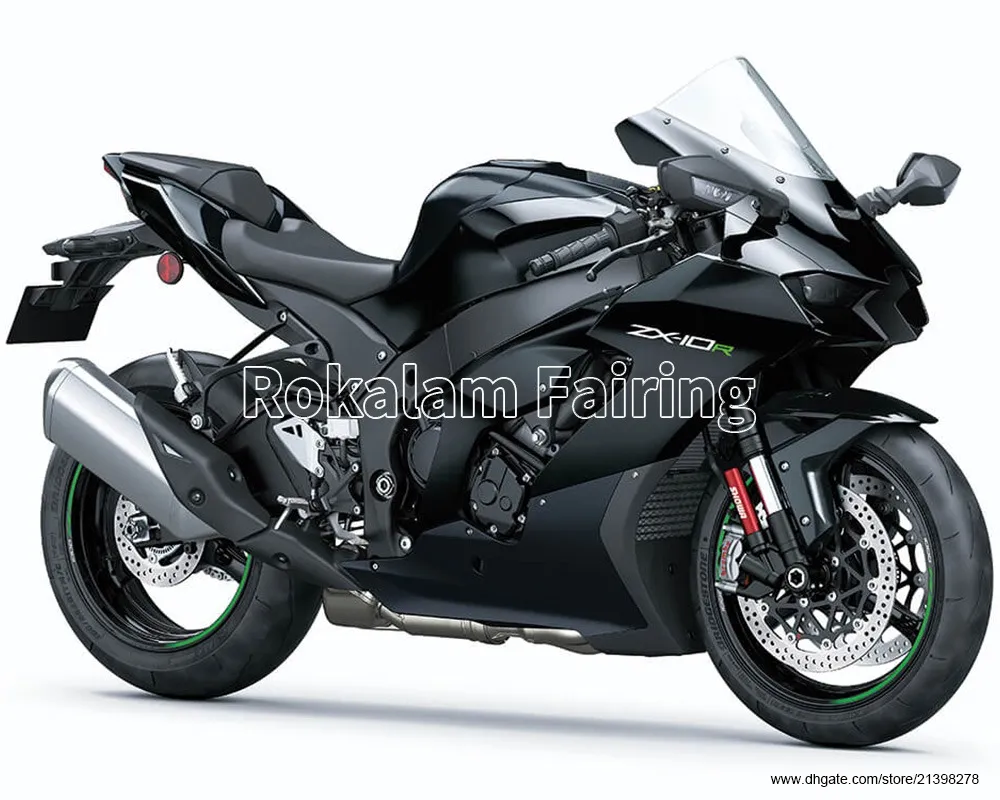 Kawasaki Ninja ZX-10R 2021 2022 2023 Fairings ZX10R 21 22 23 ZX 10R Tüm Siyah Plastik Gövdeli Motosiklet Kaplama Seti Enjeksiyon Kalıp