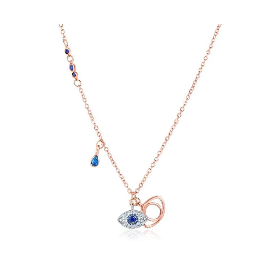 Pendentif Colliers Evil Eye Pendentif Colliers Pour Femmes Pendentifs En Cristal Bleu Chaîne En Or Rose Collier Bijoux De Mode Drop Delivery Dh2Cu