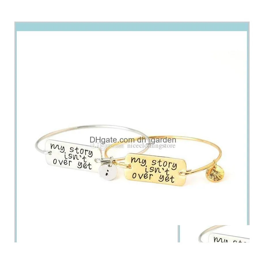 Bracciale La mia storia non è ancora finita Bracciale in oro Sier Salute mentale Consapevolezza Gioielli Braccialetti di moda per le donne Nimj6 F2Ep7 Drop Delive Otfnr