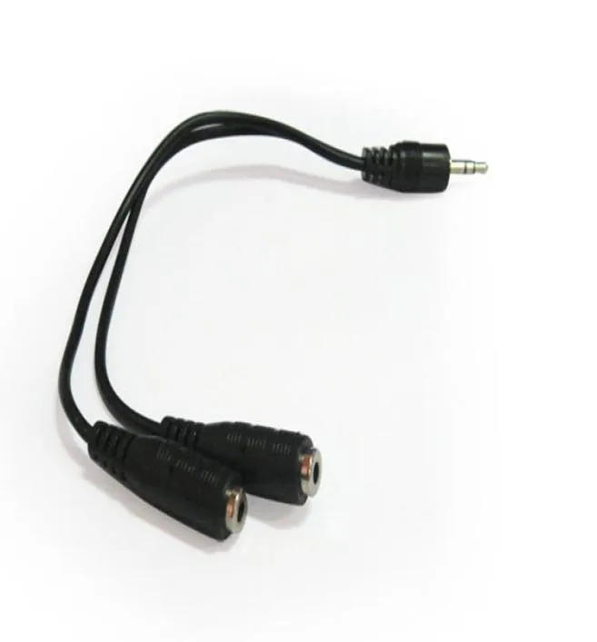 entier 100pcslot noir 1 mâle à 2 femelles 35 mm audio audio y câble séparateur de haute qualité adaptateur de casque 2413514