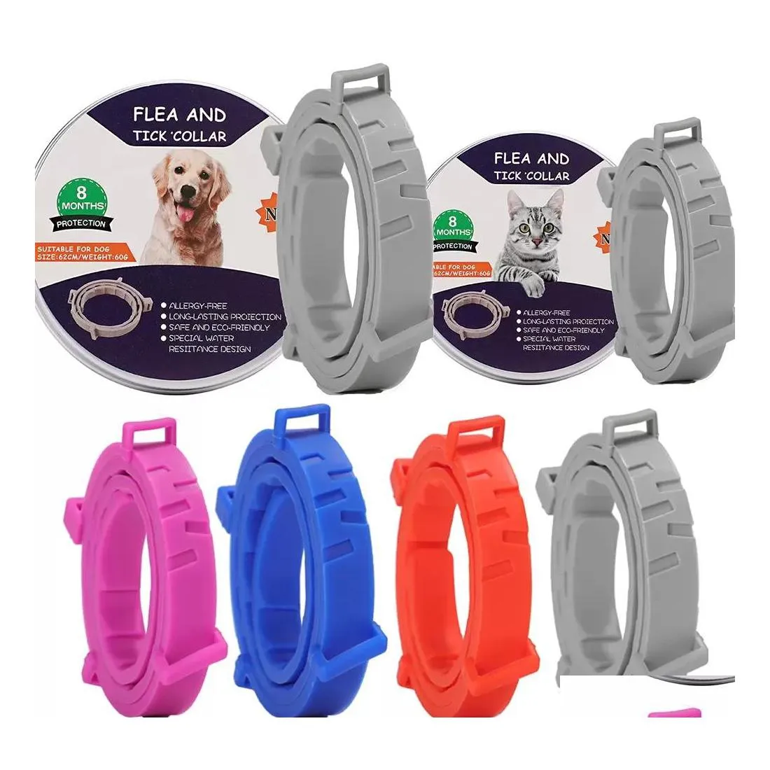 Coleiras de cachorro trelas trelas pet pulga e colar de carrapato para cães gatos até 8 meses prevenção antimosquito repelente de insetos filhote de cachorro su dh4ra