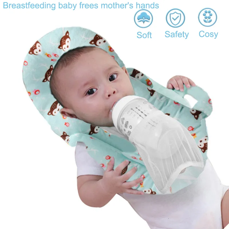 Cuscino per allattamento e posizionatore per allattamento al seno e biberon, supporto per bambini e pancia (blu