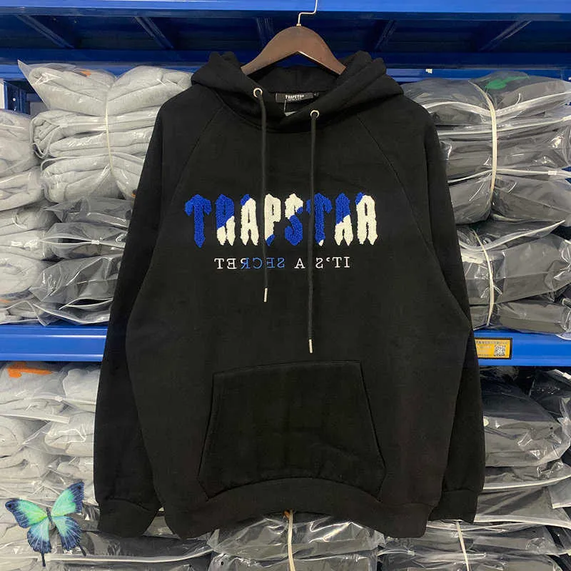 Herrenhose Trapstar Stickerei Fleece Kapuzenpullover Set Verschluss Reißverschluss Lässige Jogginghose Hoodie Anzug T221205218f