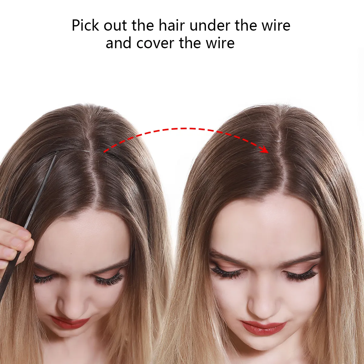 Synthetic Natural No Clips Invisible Wire Hair Extension Artificial  Hairpiece Long Straight False Hair Piece Blonde For Women