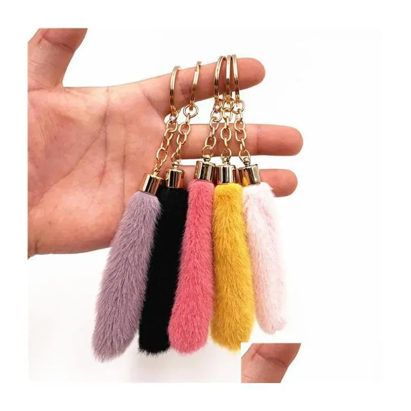 cute tassel plush keychain cartoon bag pendant car key chain ring ornaments accessories creative gifts 156 n2