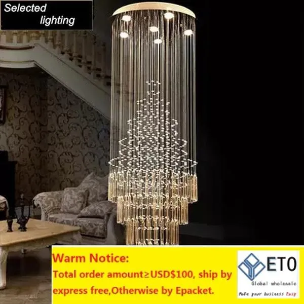 قلادة حديثة مصابيح قطرات المطر تصميم غرفة المعيشة غرفة الطعام الثريات الخفيفة K9 Crystal Tiptures مصابيح السقف Accrystal