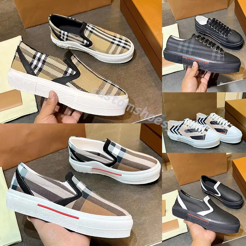 2023 Vintage Check Sapatos Casuais Masculino Feminino Sapato Plano Listrado Sola de Borracha Tênis de Plataforma Tênis Lona Gabardine Mocassim
