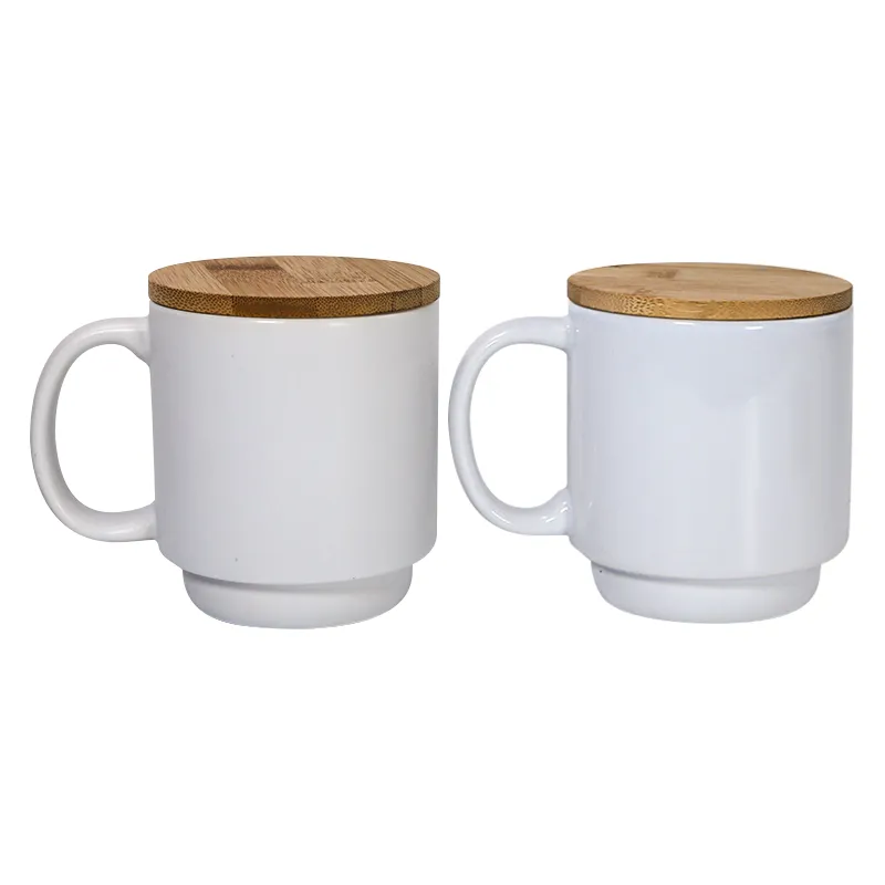 New 14oz Ceramic coffee mugs with Bamboo Lids and...