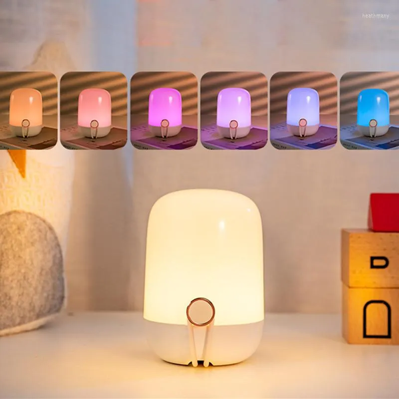 أضواء الليل المحمولة RGB Touch Light Light LED LED مصباح غرفة نوم قابلة للشحن مصباح USB الطفل